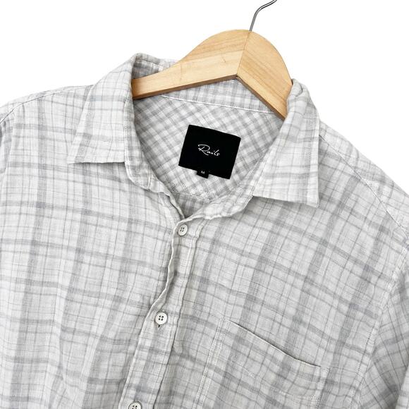 Rails Owens White Gray Plaid Long Sleeve Button Down Sz M - Picture 1 of 7